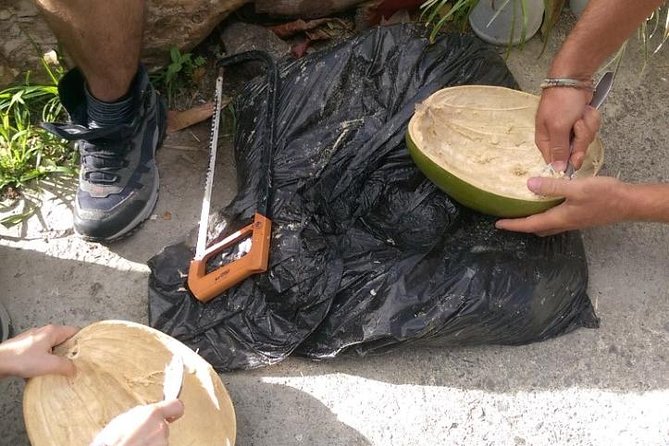 DIY Craft Your Own wooden Bowl : from a calabash fruit! - Cutting, Scraping, and Carving by the Water