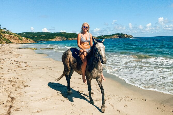 Private Beach Horseback Ride with Sandy Hoofs St. Lucia - Getting comfortable with the horses