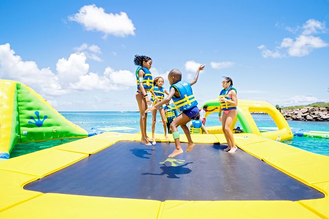 Splash Island Water Park in St Lucia - A floating playground on Reduit Beach