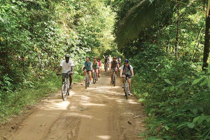 St Lucia Bike and Hike - Getting fitted for the bike near Dennery