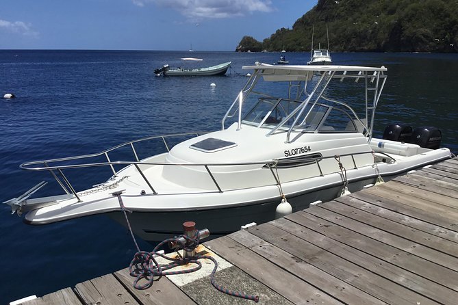 St. Lucia Private Boat Tour, Mud Bath, Waterfall & Beach Time - Jalousie Beach, snorkeling, and the Piton views
